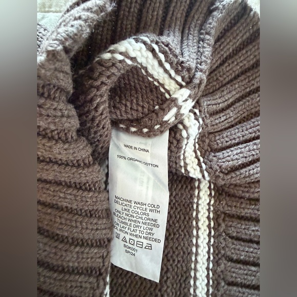 Quince Brown Striped Crewneck Sweater, 100% Organic Cotton - Picture 9 of 9